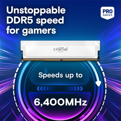 Crucial Pro 16GB 6400mhz DDR5  OC Gaming Ram (White)