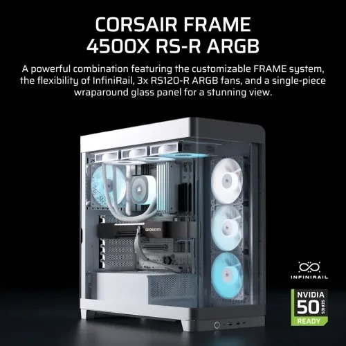 Corsair FRAME 4500X RS-R ARGB Panoramic Glass E-ATX Mid-Tower Casing White