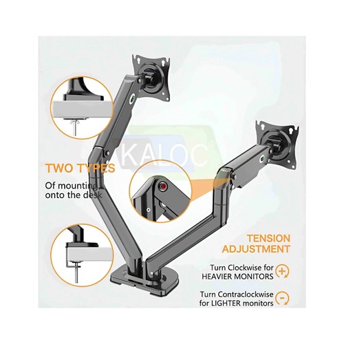 Kaloc DS200-2 Dual 17-32 Inch Adjustable Dual Arm Monitor
