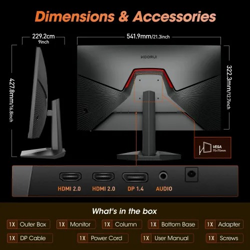 KOORUI G2421V 23.8 Inch IPS QHD 180Hz Gaming Monitor