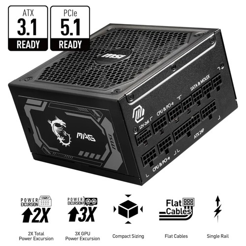 MSI MAG A1000GL PCIE5.1 1000W 80 Plus Gold Modular Power Supply