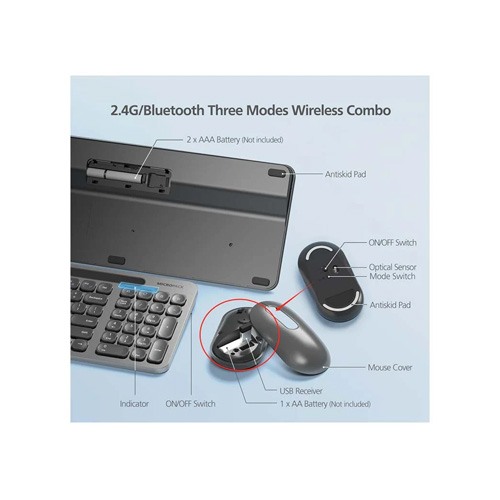 Micropack KM-238W Grey Bluetooth Keyboard & Mouse Combo