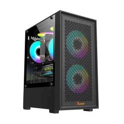 PC POWER DARK FLOW MESH X2 GAMING CASING BK WITH 3 ARGB FAN and 350W PSU