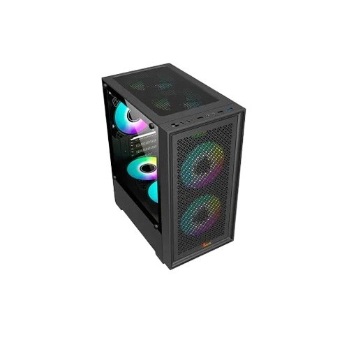 Pc Power Dark Flow Mesh X2 Mid Tower M-ATX Gaming Case With 230W PSU (Black)