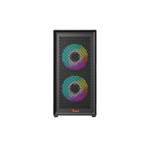 Pc Power Dark Flow Mesh X2 Mid Tower M-ATX Gaming Case With 230W PSU (Black)