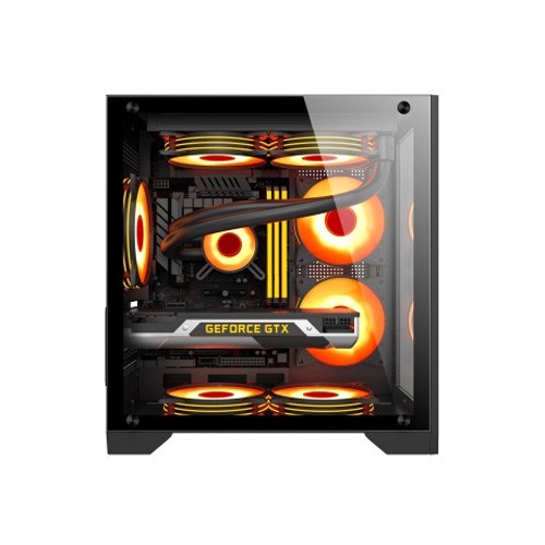PC POWER ICE CUBE BK 3 ARGB FAN GAMING CASING  WITH 350W PSU