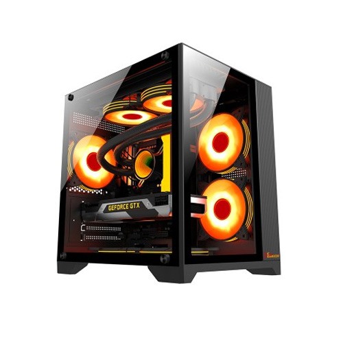 PC POWER ICE CUBE BK 3 ARGB FAN GAMING CASING  WITH 350W PSU