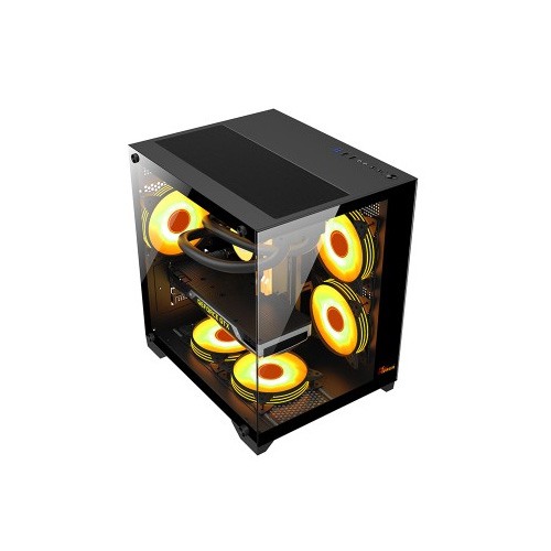 PC POWER OCEAN VIEW BK M ATX GAMING CASING WITH 7 ARGB FAN AND 350W PSU