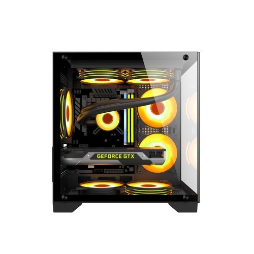 PC POWER OCEAN VIEW BK M ATX GAMING CASING WITH 7 ARGB FAN AND 350W PSU