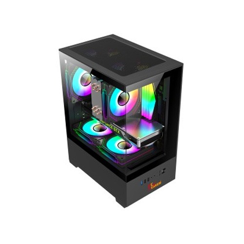 PC POWER RIVER VIEW BK 5 ARGB FAN GAMING CASING WITH 350 PSU