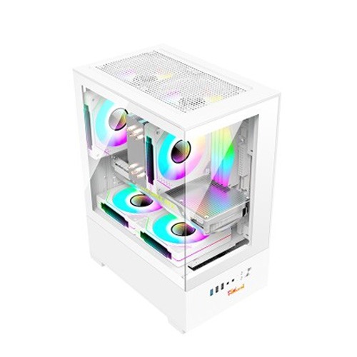 PC POWER RIVER VIEW WH 5 ARGB FAN GAMING CASING WITH 350 PSU