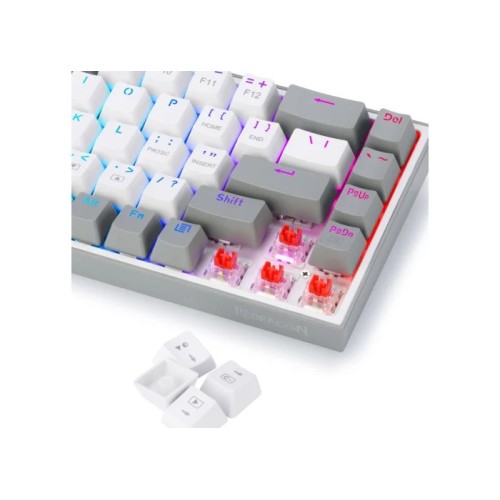 Redragon K631 Castor White-Grey Red Switch Wired Gaming Keyboard