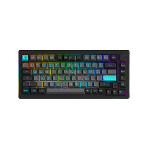 Akko 5075B Plus Black & Cyan 75% Hot Swappable Multi-Modes Wine Red Switch Mechanical Keyboard