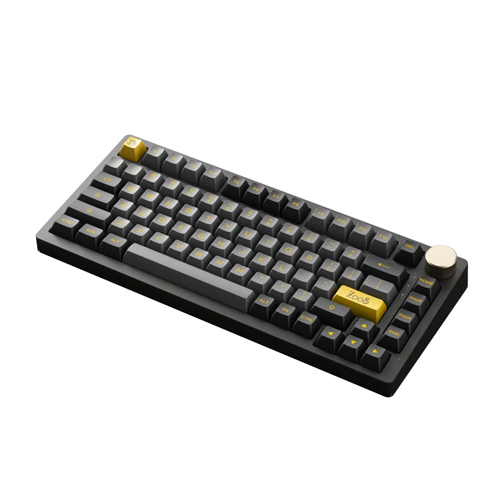 AKKO PC75B Plus V2 Black & Gold 75% Hot Swappable Multi-Modes Crystal White Switch Keyboard