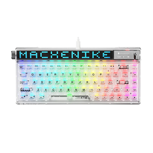 Machenike KT68 With Screen RGB Hotswappable Wireless Tri-Mode Mechanical Keyboard (White Transparent)