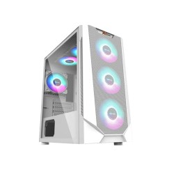 PC POWER PANZER PG-300 Mesh White ATX Gaming Casing With 4 X ARGB Fan