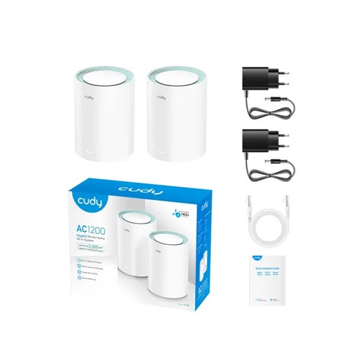 Cudy M1300 AC1200 1200mbps Gigabit Whole Home Mesh WiFi Router (2 Pack)