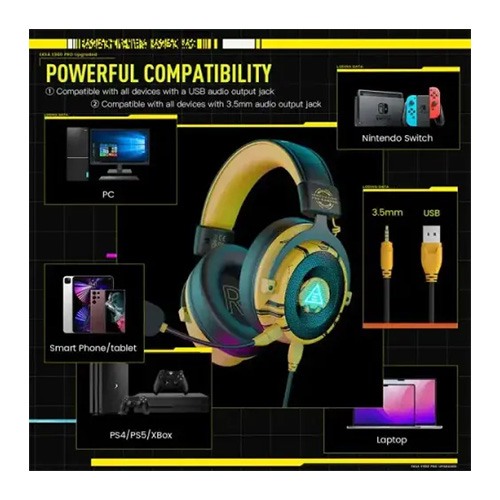 EKSA E900 Pro Noise Cancelling 7.1 Surround Sound Gaming Headset Yellow