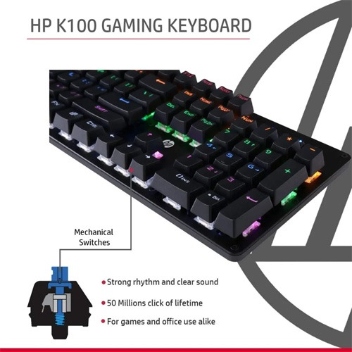 HP GK100F Wired Mechanical RGB Gaming Keyboard