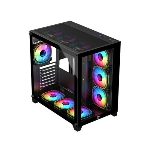 PC POWER ICEBERG V2 GAMING CASE WITH 10 ARGB FAN (Black)