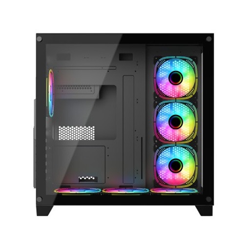 PC POWER ICEBERG V2 GAMING CASE WITH 650W PSU AND 7 ARGB FAN (Black)