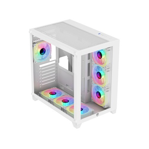 PC POWER ICEBERG V2 GAMING CASE WITH 650W PSU AND 7 ARGB FAN (White)