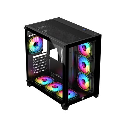 PC POWER ICEBERG V2 GAMING CASE WITH 7 ARGB FAN (Black)