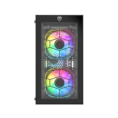 PC POWER SPIDER WEB CRYSTAL MINI GAMING CASING  WITH 230W PSU & 3 ARGB FAN (Black)