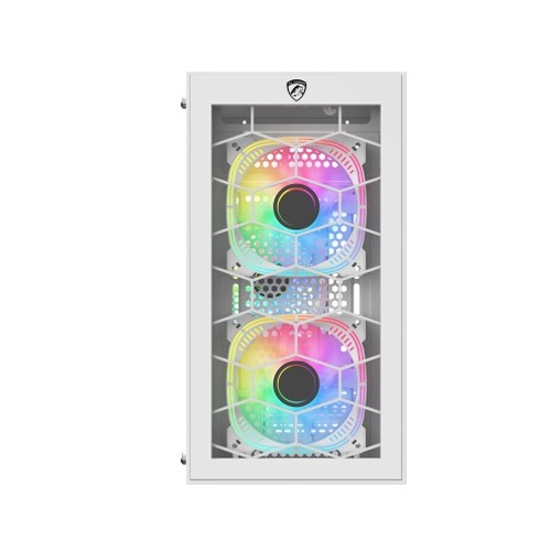 PC POWER SPIDER WEB CRYSTAL MINI GAMING CASING  WITH 230W PSU & 3 ARGB FAN (WHITE )