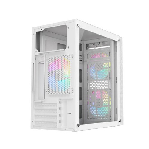 PC POWER SPIDER WEB CRYSTAL MINI GAMING CASING  WITH 230W PSU & 3 ARGB FAN (WHITE )